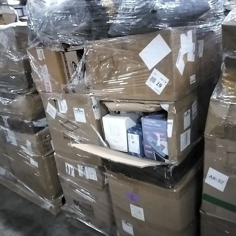 PALLET OF ASSORTED FURNITURE, HOUSEHOLD GOODS & PRODUCTS TO INCLUDE; AIR COOLERS, RUGS, WRITE-ON PANEL BAGS ETC