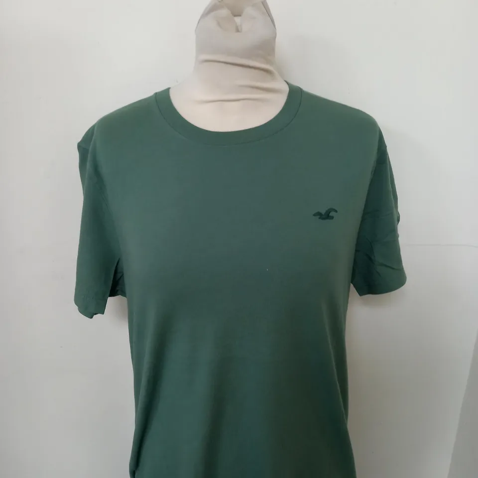 HOLLISTER CASUAL LOGO T-SHIRT IN GREEN SIZE M