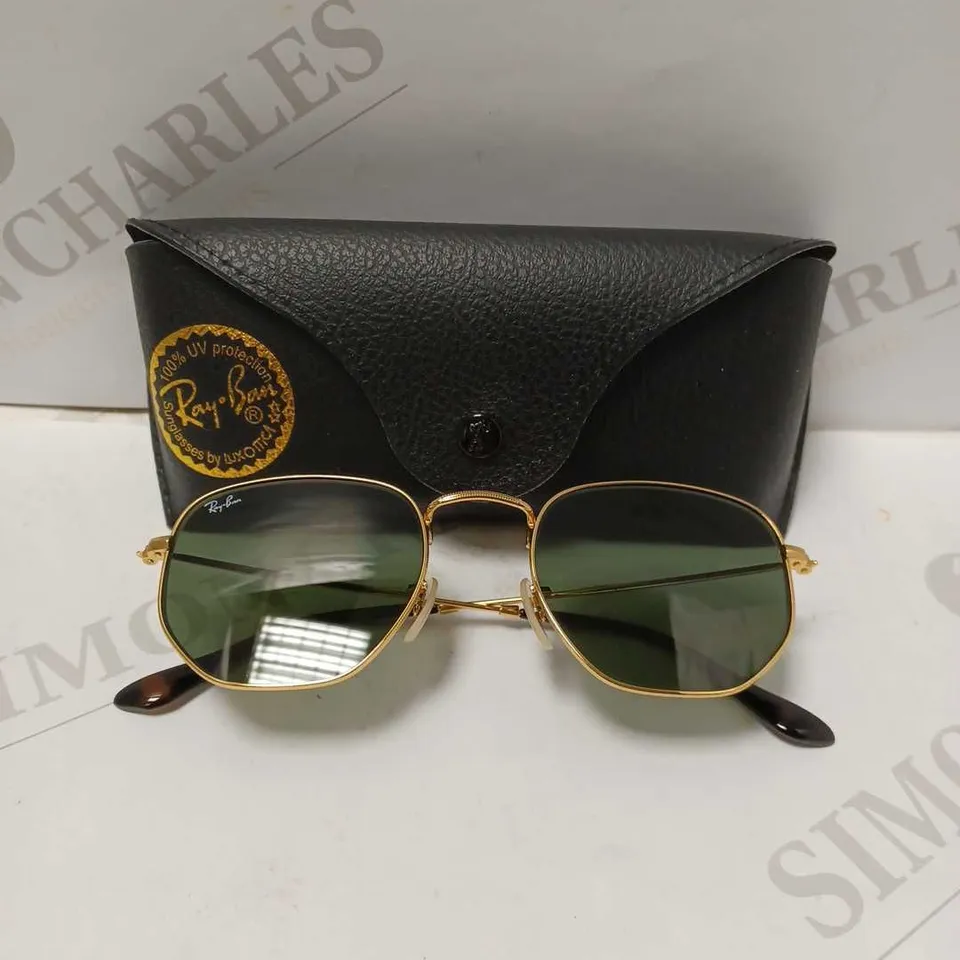 RAYBAN HEXAGONAL FLAT LENSES GREEN CLASSIC SUNGLASSES