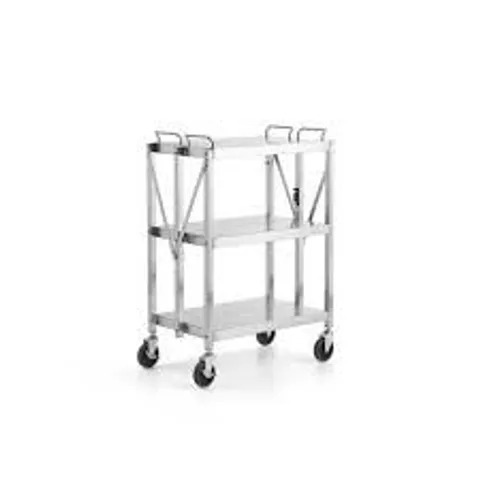 BOXED STAINLESS STEEL FOLDABLE TROLLEY METRO 150 KG, 3 SHELVES, 635X402X960 MM