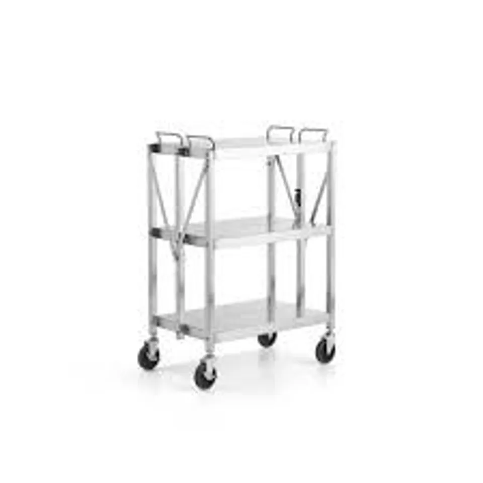 BOXED STAINLESS STEEL FOLDABLE TROLLEY METRO 150 KG, 3 SHELVES, 635X402X960 MM