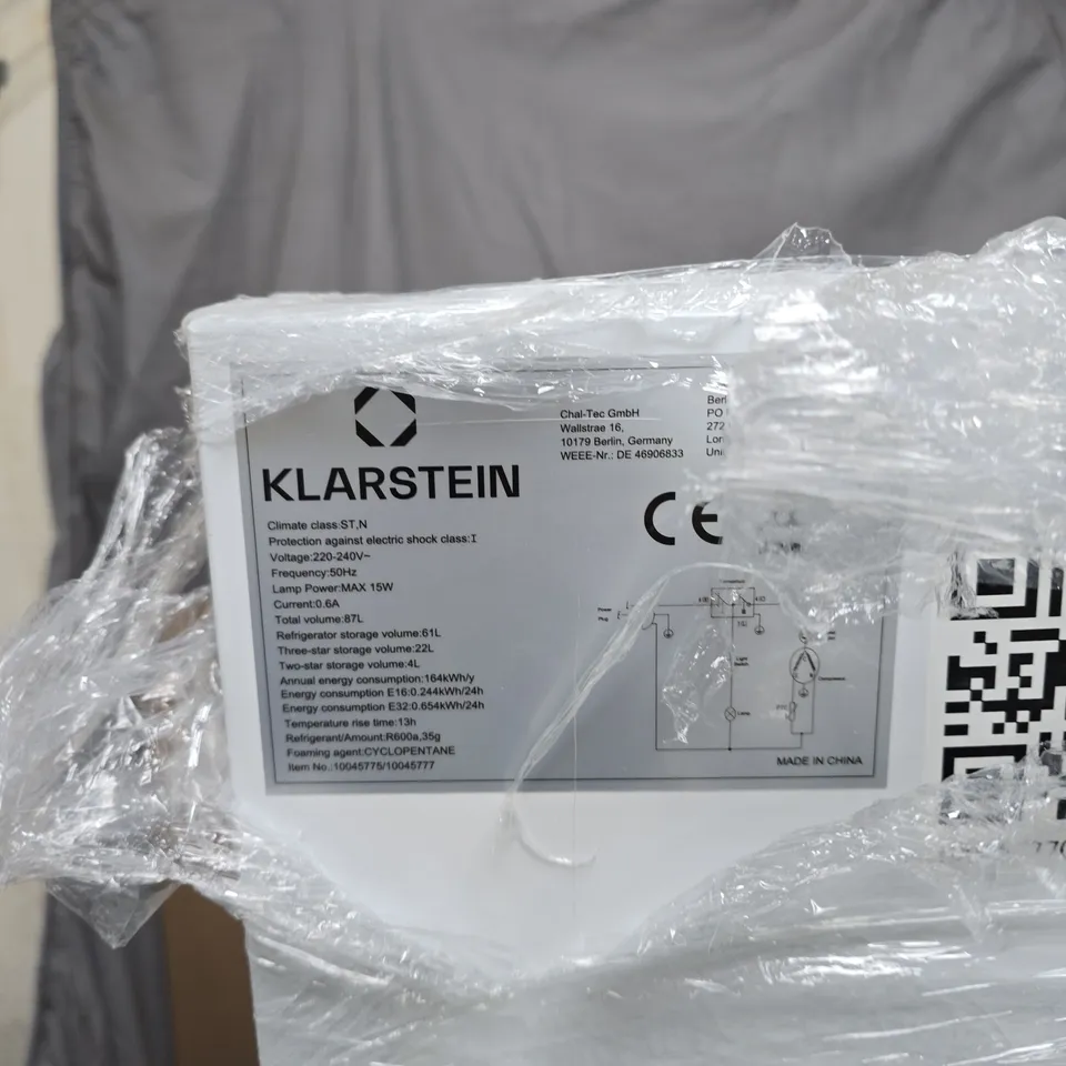 KLARSTEIN COMPACT REFRIGERATOR – WHITE, 87L TOTAL CAPACITY, TWO-DOOR