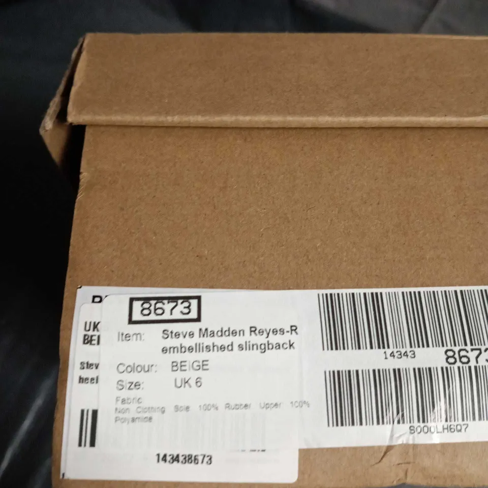 STEVE MADDEN BEIGE EMBELLISHED SLINGBACK HEELS – UK 6