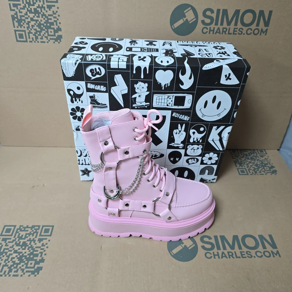 BOXED KOI YAMI PASTEL PINK PLATFORM BOOTS SIZE UK 4 