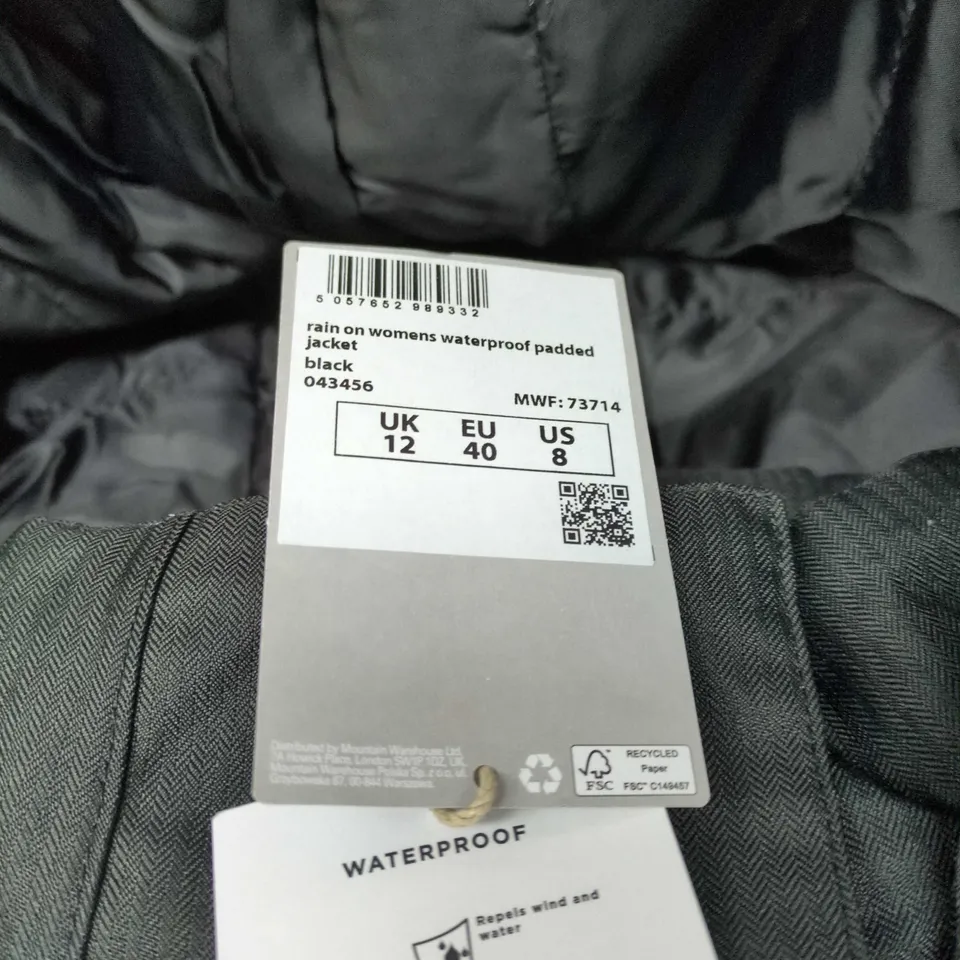MOUNTAIN WAREHOUSE WOMEN'S WATERPROOF PADDED JACKET - BLACK, UK 12 (EU 40)