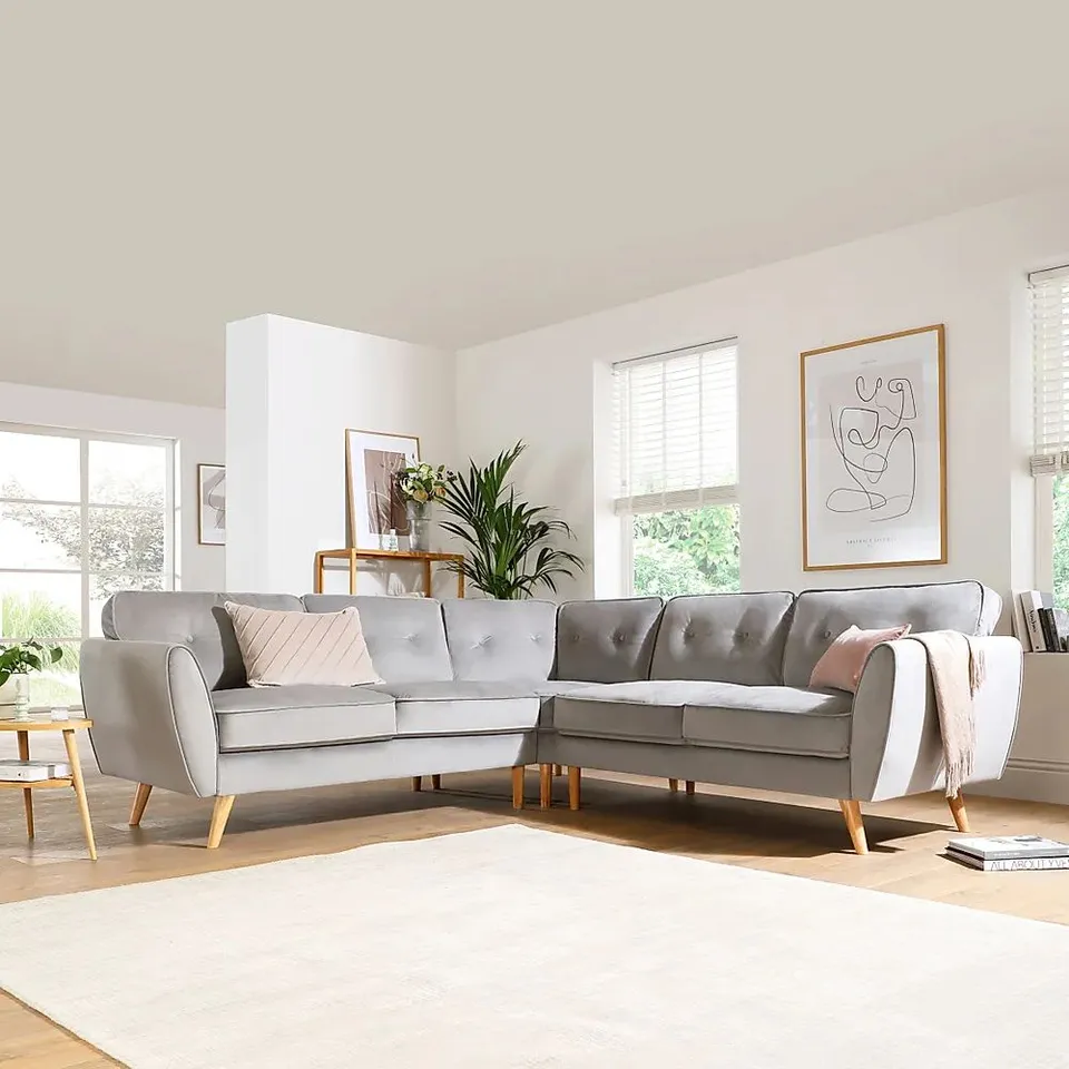BOXED HARLOW GREY VELVET CORNER GROUP (ONLY BOXES 1 & 3 OF 3)