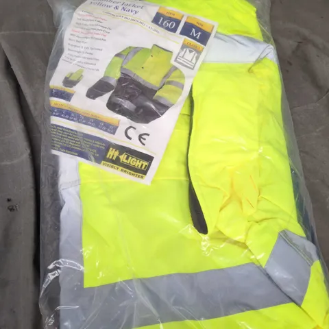 HI-VIS BOMBER JACKET – NEON YELLOW & NAVY, SIZE M, HI-LIGHT 
