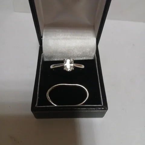 DIAMONIQUE 0.9CT TW SET OF 2 PLATINUM PLATED CLASSIC ICON SOLITAIRE RING 