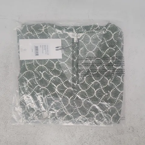BAGGED HUSH SYBIL V NECK AIR FLOW GODET TOP IN SEASHELL GREEN SIZE XXS