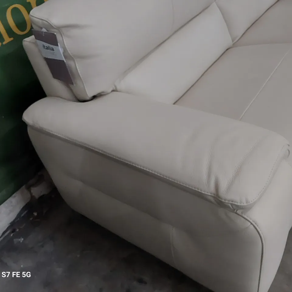 QUALITY ITALIAN DESIGNER GRADO FIXED THREE SEATER SOFA CREAM LEATHER 