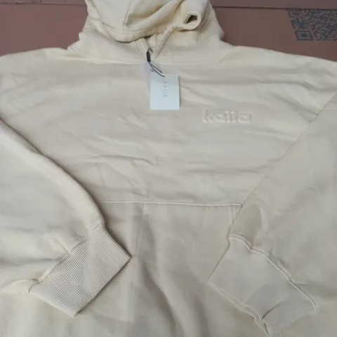 KAIIA EMBOSSED OVERSIZED HOODIE – WASHED BUTTER YELLOW UK 14