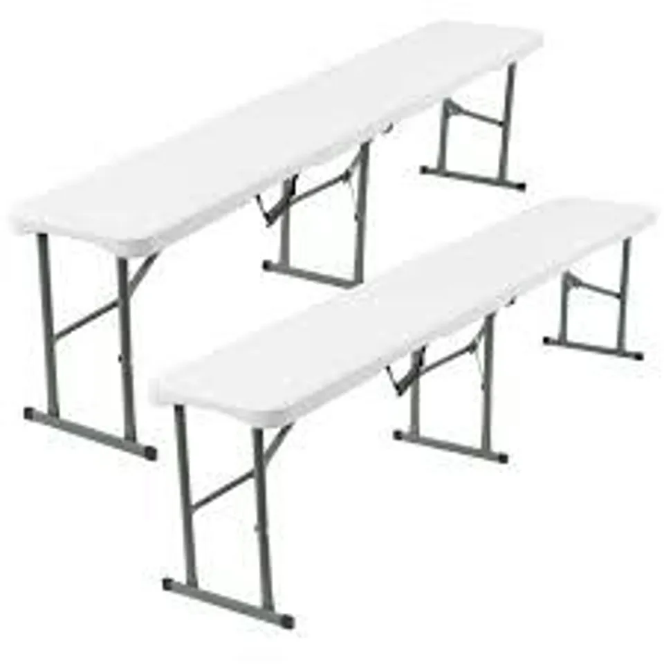 BOXED 6FT FOLDING BENCH SET WHITE 
