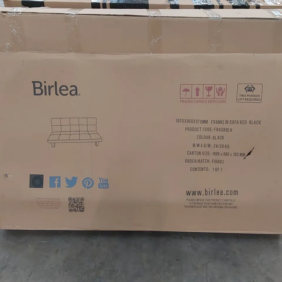 BOXED FRANKLIN SOFA BED - BLACK (1 BOX)