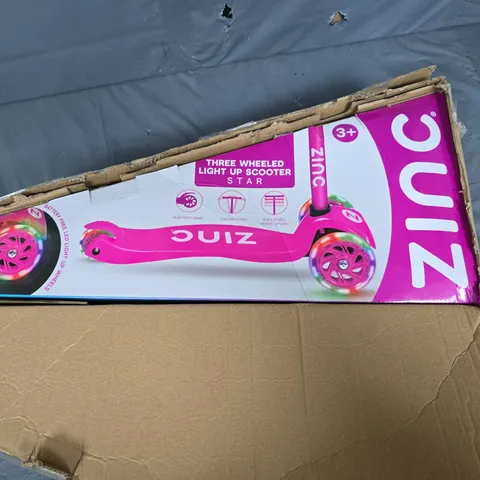 BOXED ZINC 3 WHEELED LIGHT UP STAR SCOOTER - BLUE