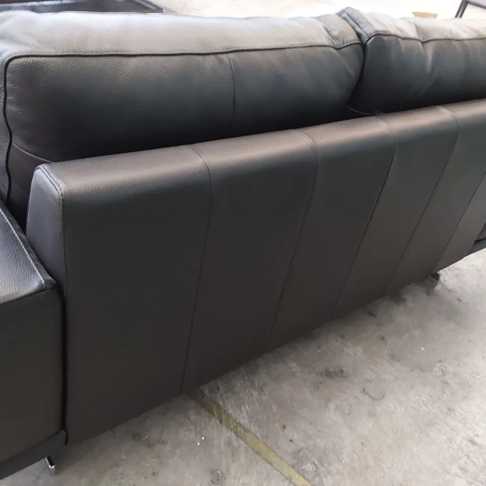 QUALITY ITALIAN DESIGNER CLAUDIO TWO SEATER MAXI SOFA BLACK LEATHER 