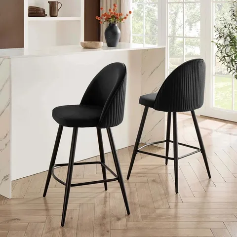BOXED DUSK HATTIE SET OF 2 BARSTOOLS - BLACK (1 BOX)