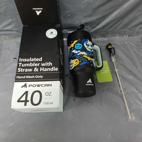 POWCAN INSULATED TUMBLER WITH STRAW & HANDLE