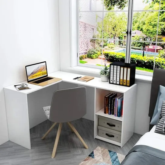 Lot 4051: BOXED UPSILON L-SHAPE COMPUTER DESK - WHITE (1 BOX) - 5108665 ...