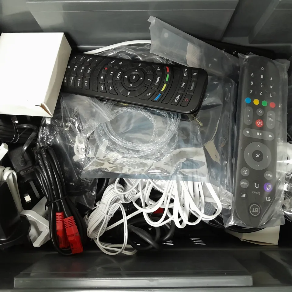 APPROXIMATELY 14 ASSORTED HOUSEHOLD ITEMS TO INCLUDE TV REMOTES, URMET WALL PHONE, WIRES, ETC