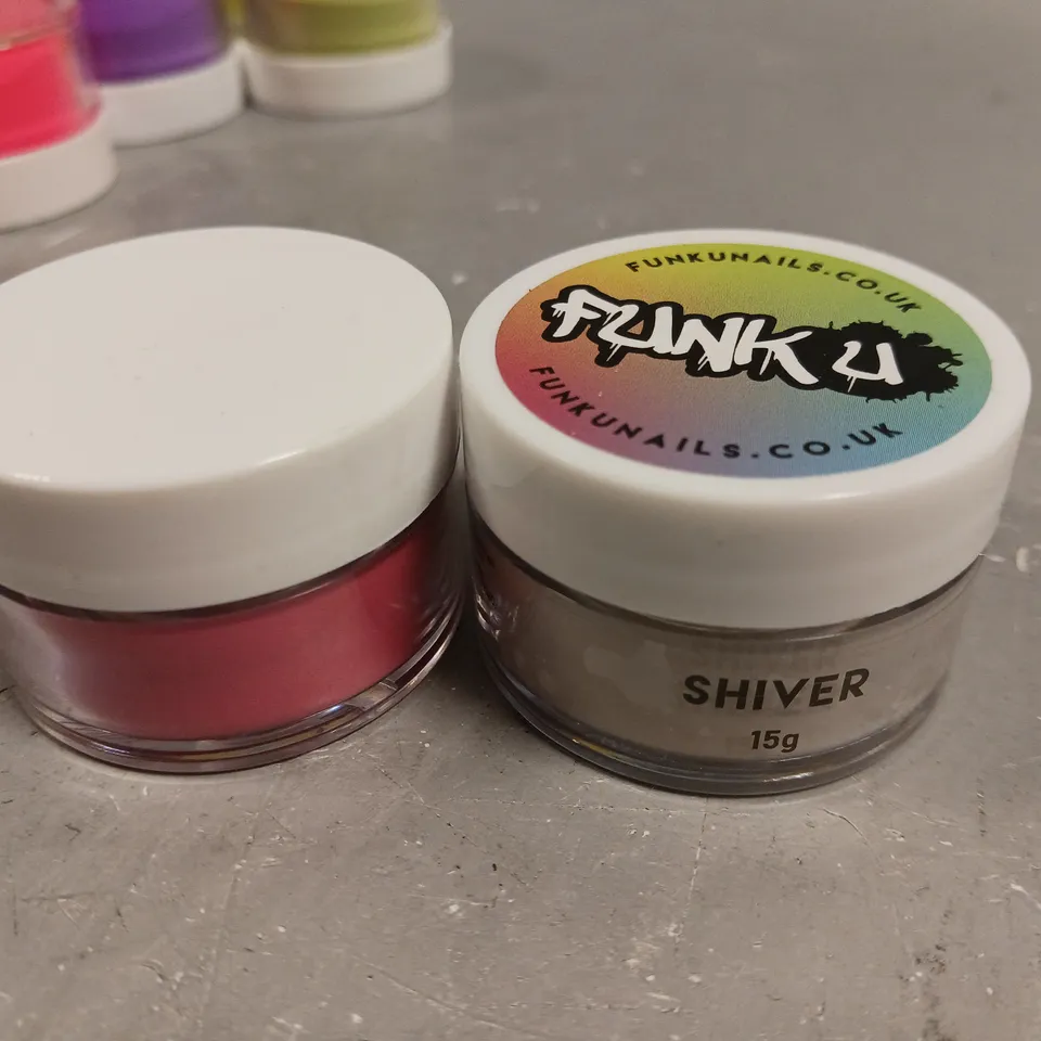 LOT OF 29 ASSORTED 15G ACRYLIC NAIL ART POWDERS