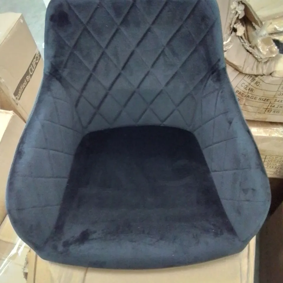 BOXED PAIR OF BLACK VELVET UPHOLSTERED DINING CHAIRS