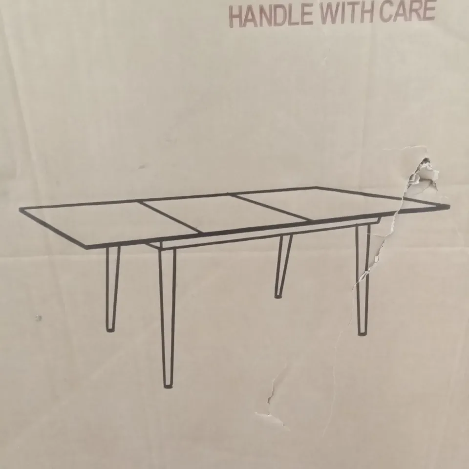 BOXED LANKOU EXTENDABLE DINING TABLE - MARBLE/BLACK