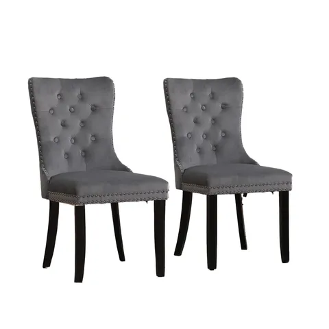 PAIR OF BOXED NEO DARK GREY VELVET DINING CHAIR 