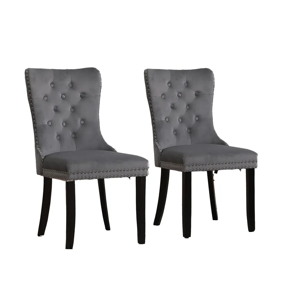 PAIR OF BOXED NEO DARK GREY VELVET DINING CHAIR