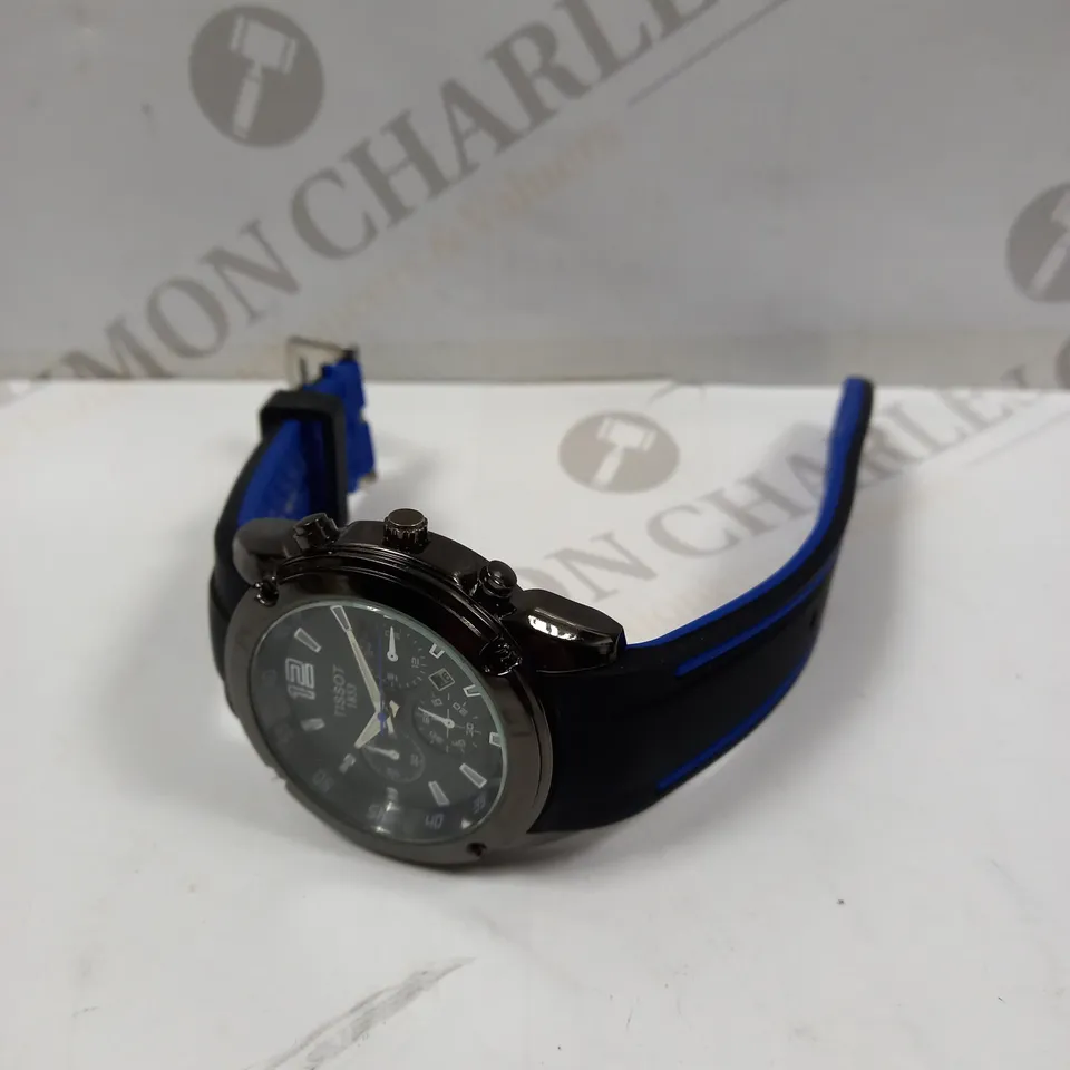 TISSOT MENS CHRONOGRAPH BLUE RUBBER STRAP WATCH