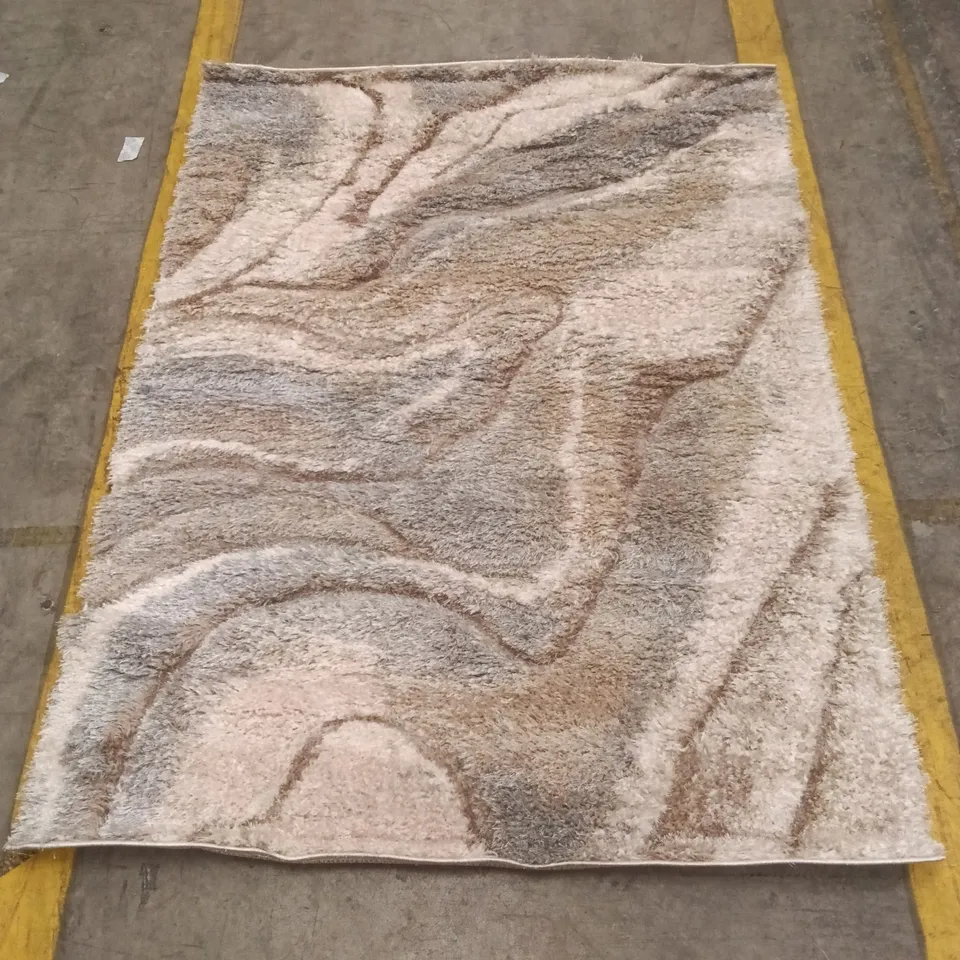 ABSTRACT PATTERN RUG – NEUTRAL TONES APPROXIMATELY 156 CM X 118 CM