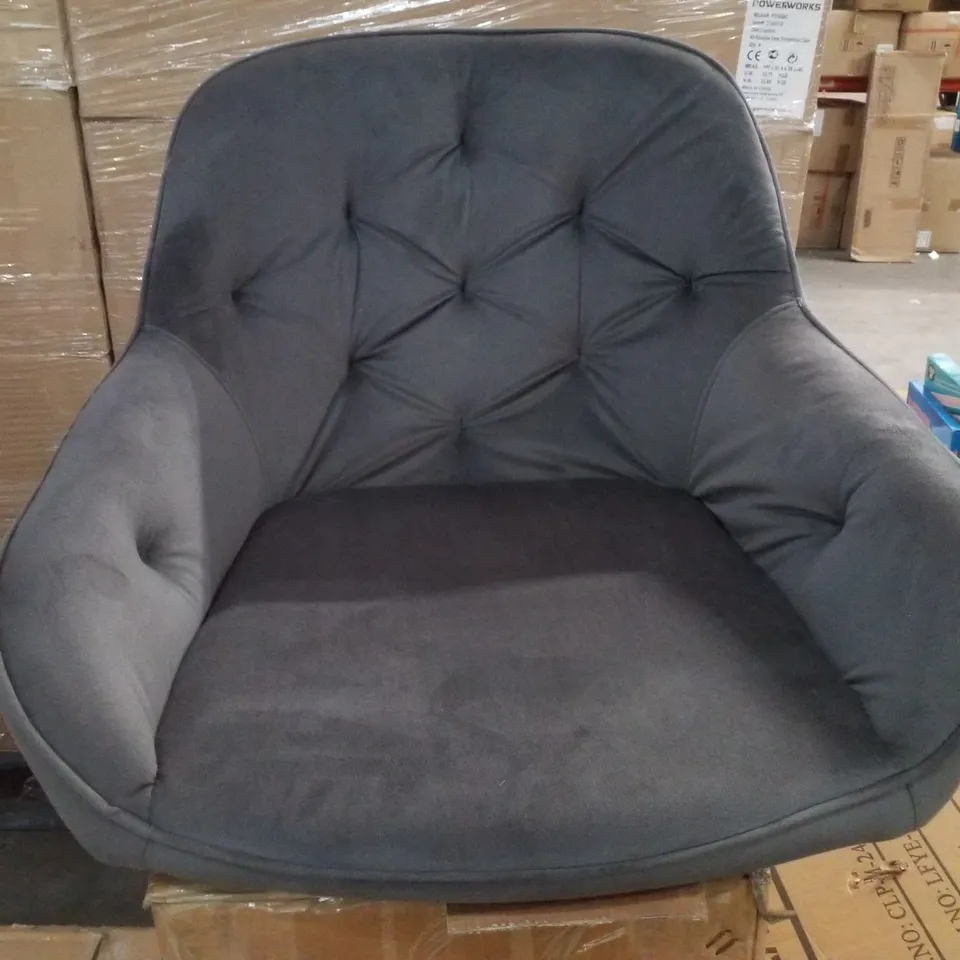 BOXED SET OF 2 GREY VELVET DINING CHAIRS
