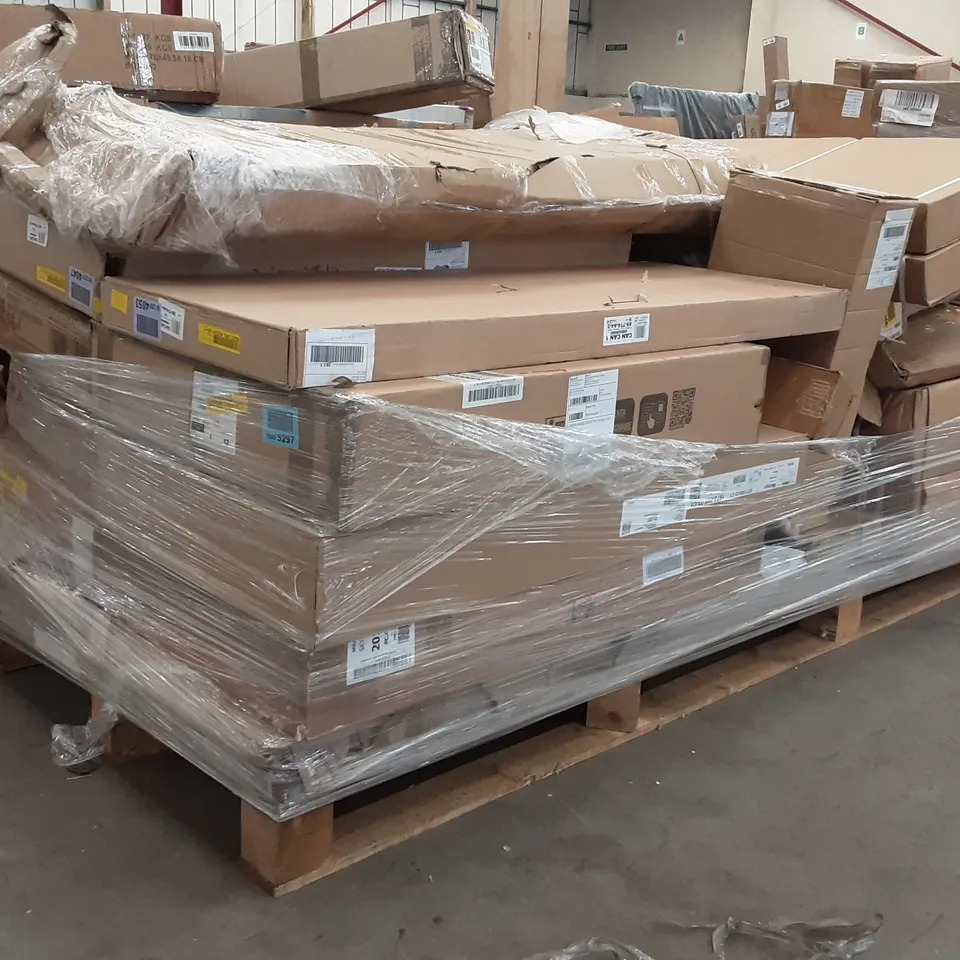 BOXED PALLET CONTAINING ASSORTED FURNITURE ITEMS , CHEST OF DRAWERS , SIDEBOARD  TV UNIT,  DINING SET