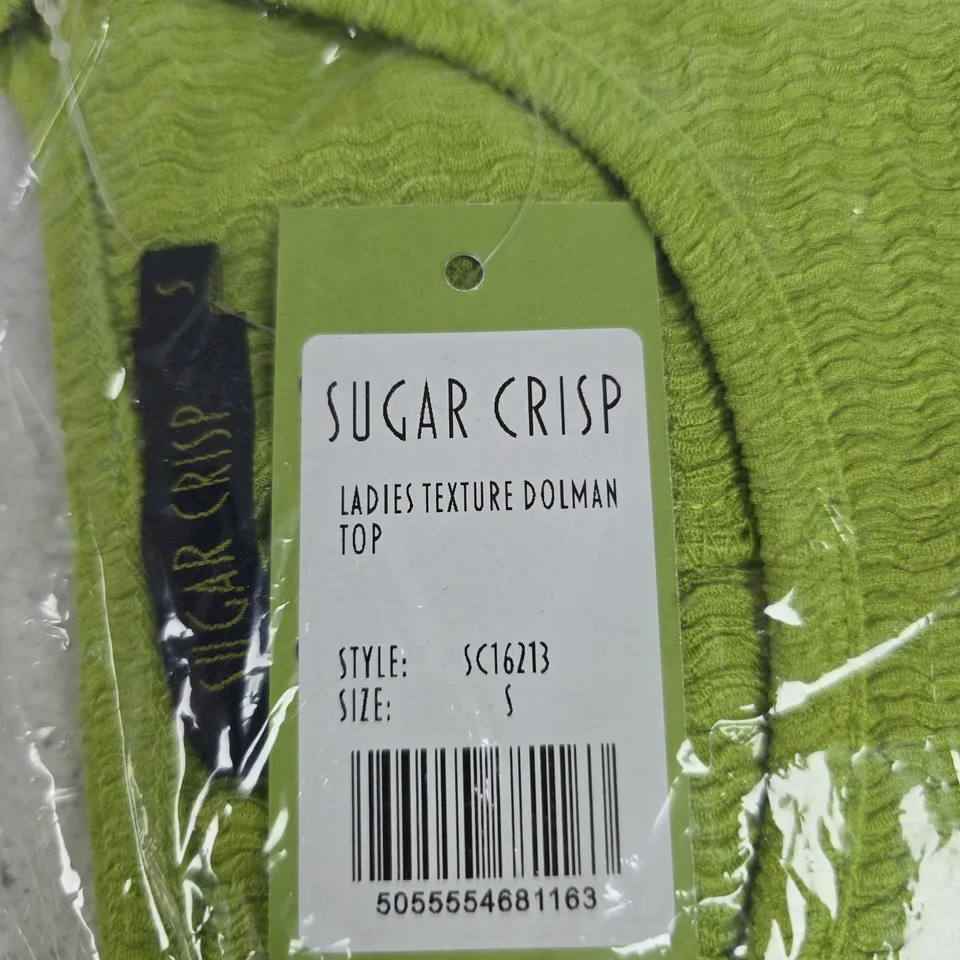 SUGAR CRISP LADIES TEXTURE DOLMAN TOP – LIME GREEN, SIZE S
