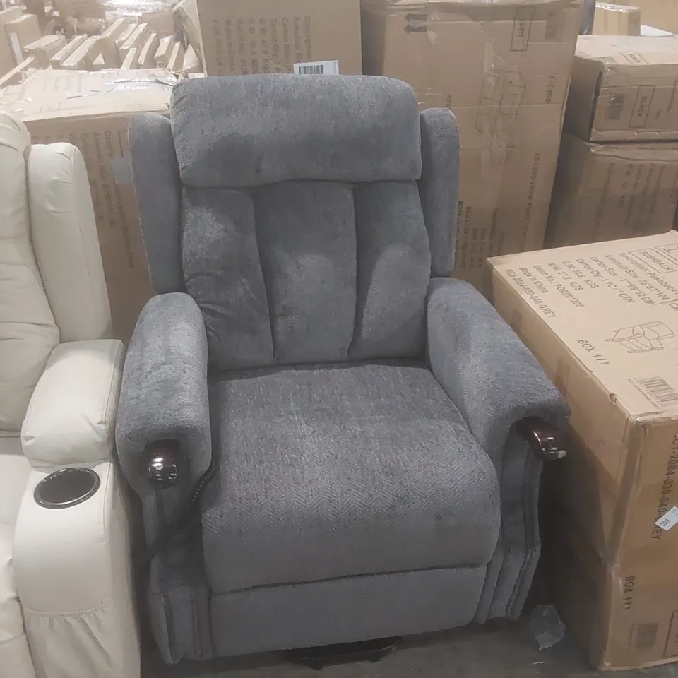 DESIGNER FABRIC UPHOLSTERED RECLINER CHAIR - GREY