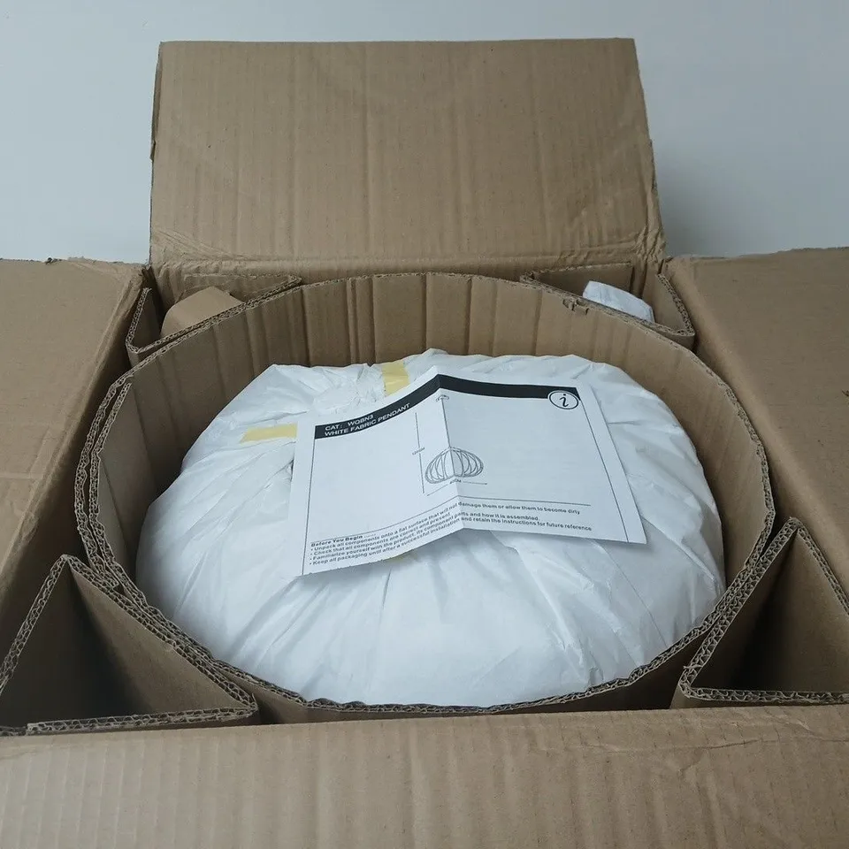 WHITE FABRIC PENDANT BOXED
