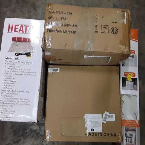 PALLET TO CONTAIN AN ASSORTMENT OF HOUSEHOLD ITEMS TO INCLUDE DOG RAMP, MATTRESS, RETRACTABLE GATES AND ELECTRIC FLOOR HEATING SYSTEM ECT