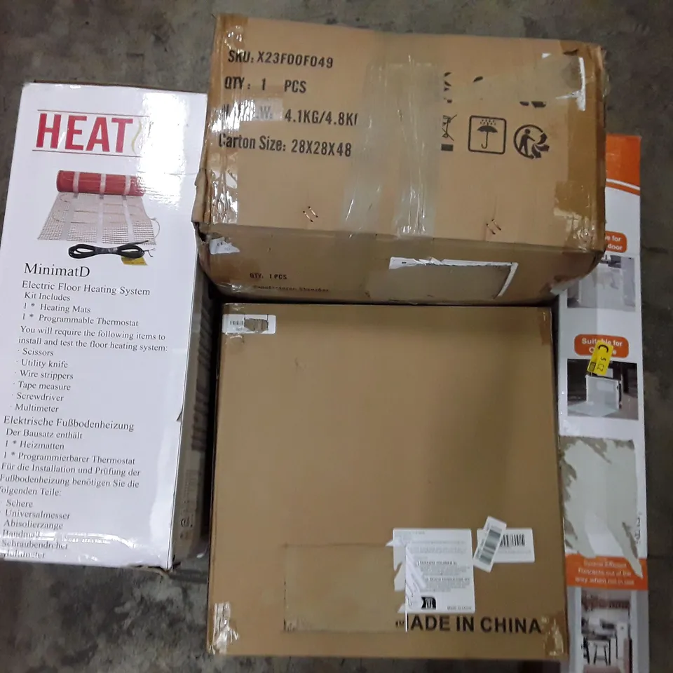 PALLET TO CONTAIN AN ASSORTMENT OF HOUSEHOLD ITEMS TO INCLUDE DOG RAMP, MATTRESS, RETRACTABLE GATES AND ELECTRIC FLOOR HEATING SYSTEM ECT