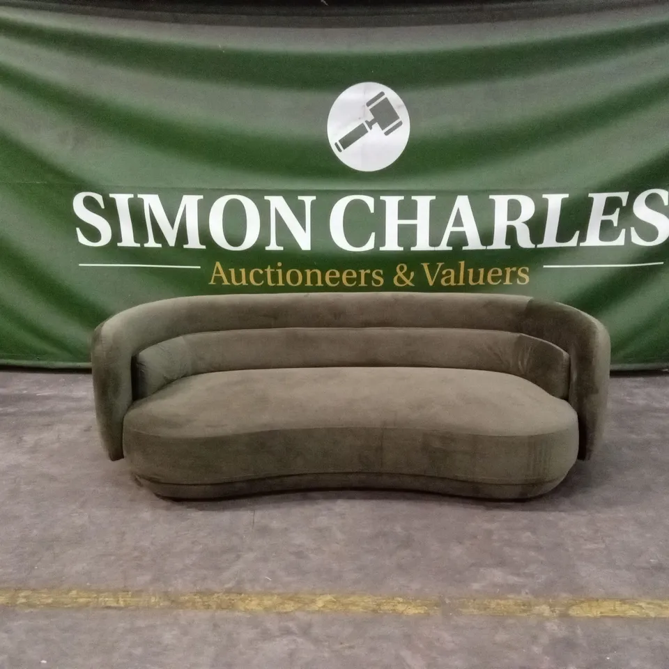 DANETTI HENRY OLIVE GREEN VELVET 3 SEATER SOFA RRP £1499
