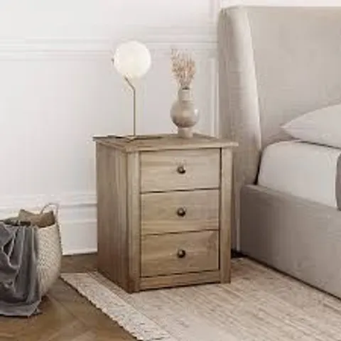 BOXED VIDA PANAMA 3 DRAW BEDSIDE CHEST (1 BOX)