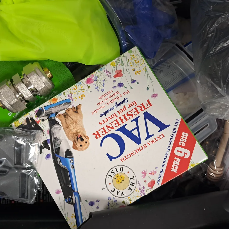 APPROXIMATELY 10 ASSORTED HOUSEHOLD ITEMS TO INCLUDE CUTTING WHEEL, PURE BLUES ELECTRIC GUITAR STRINGS, ETC