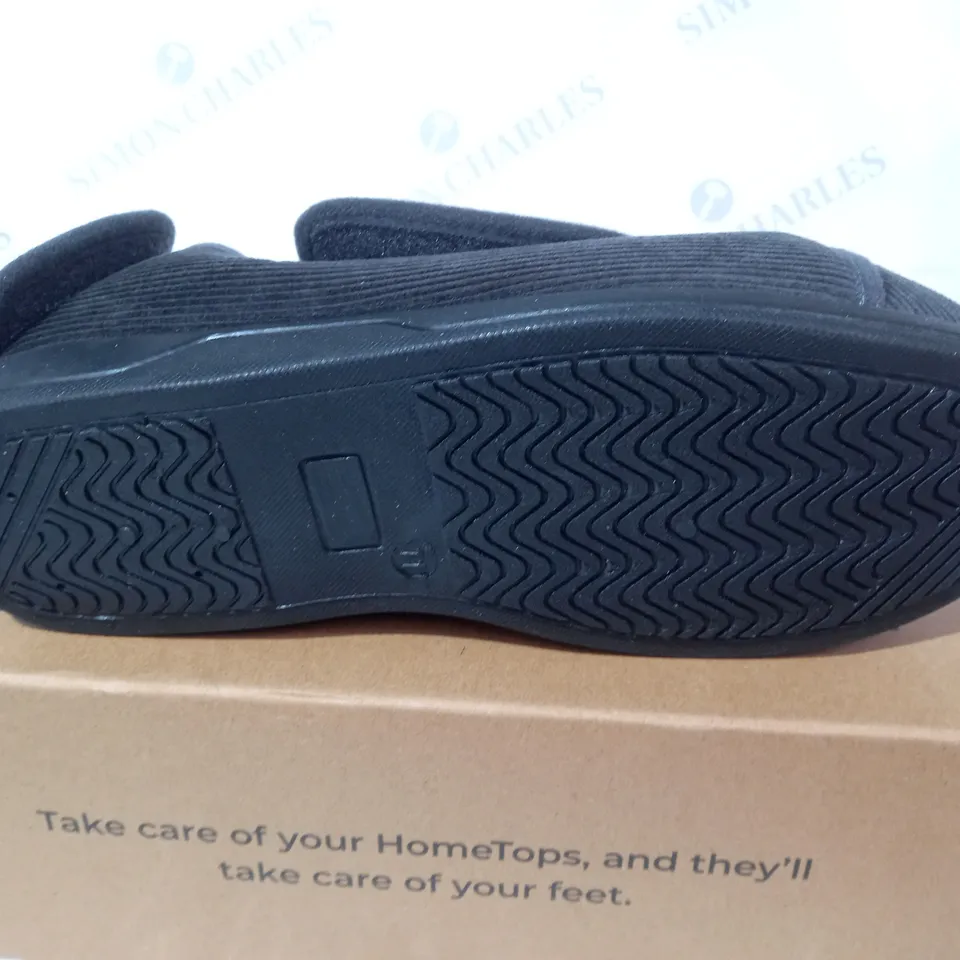 HOMETOP MEN'S CORDED VELVETEEN ADJUSTABLE HOOK AND LOOP CLOSED BACK SLIPPERS DARK GREY SIZE 10
