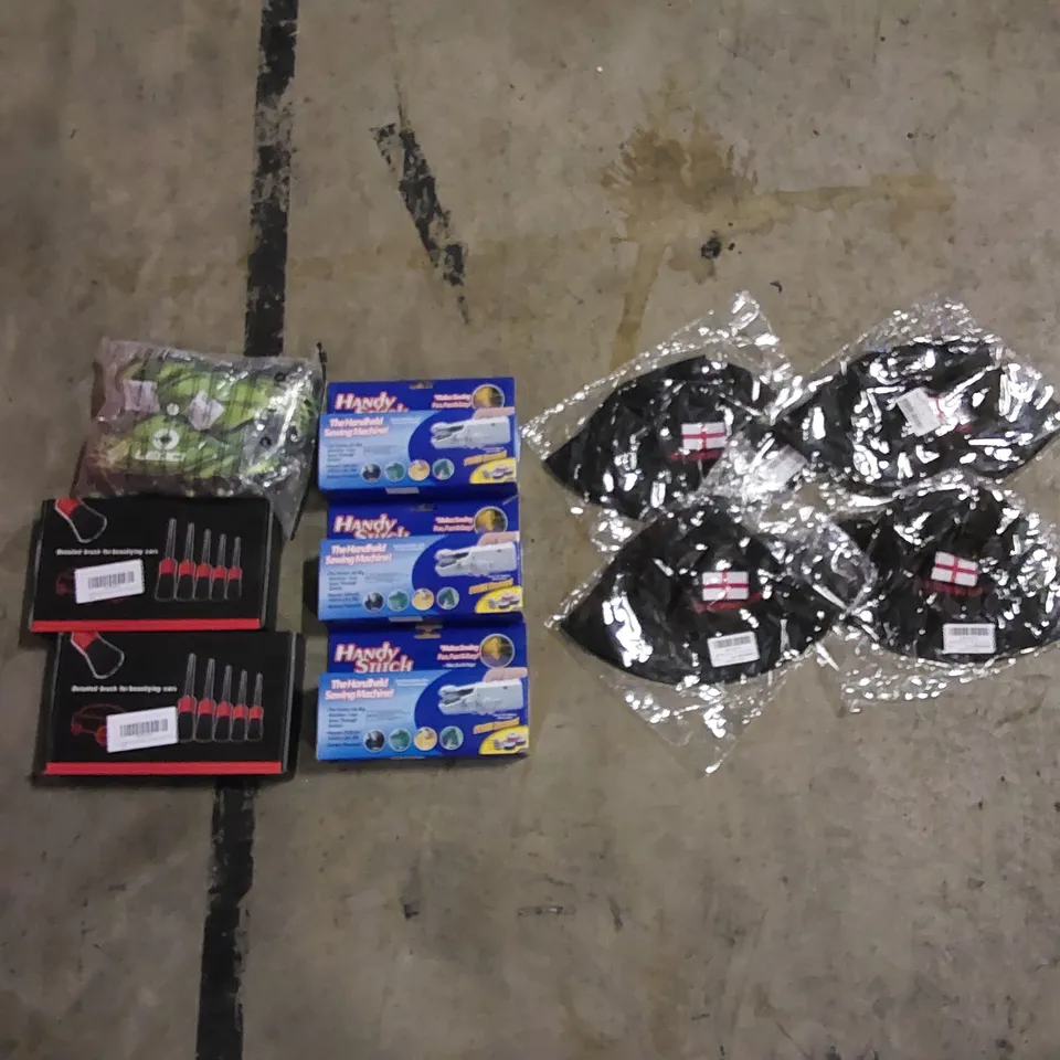 PALLET TO CONTAIN ASSORTED HOUSEHOLD ITEMS AND CONSUMER PRODUCTS. INCLUDING HANDHELD SEWING MACHINES, CAR DETAIL BRUSHES, 'ITS COMING HOME'  HATS ETC 