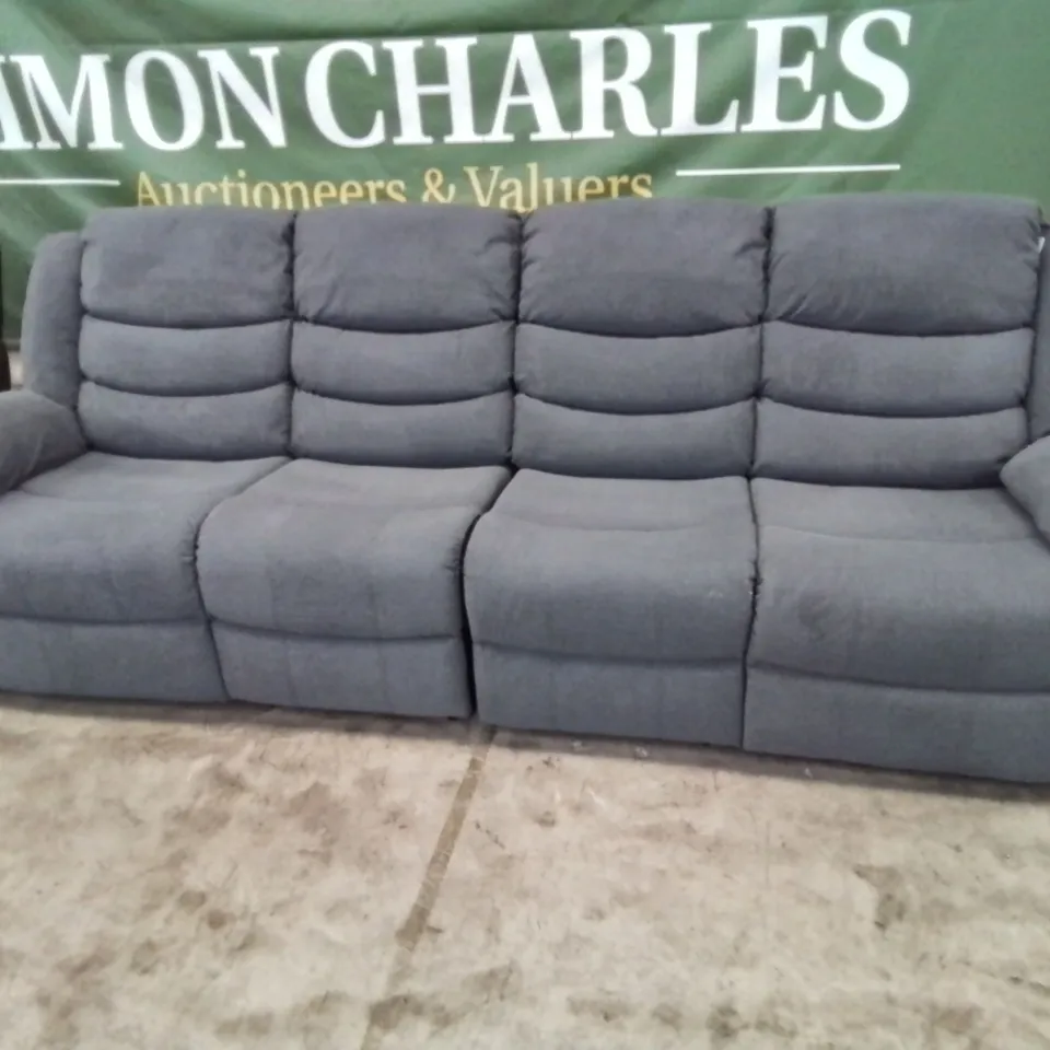 DESIGNER MANUAL RECLINING FOUR SEATER SOFA CHARCOAL FABRIC 
