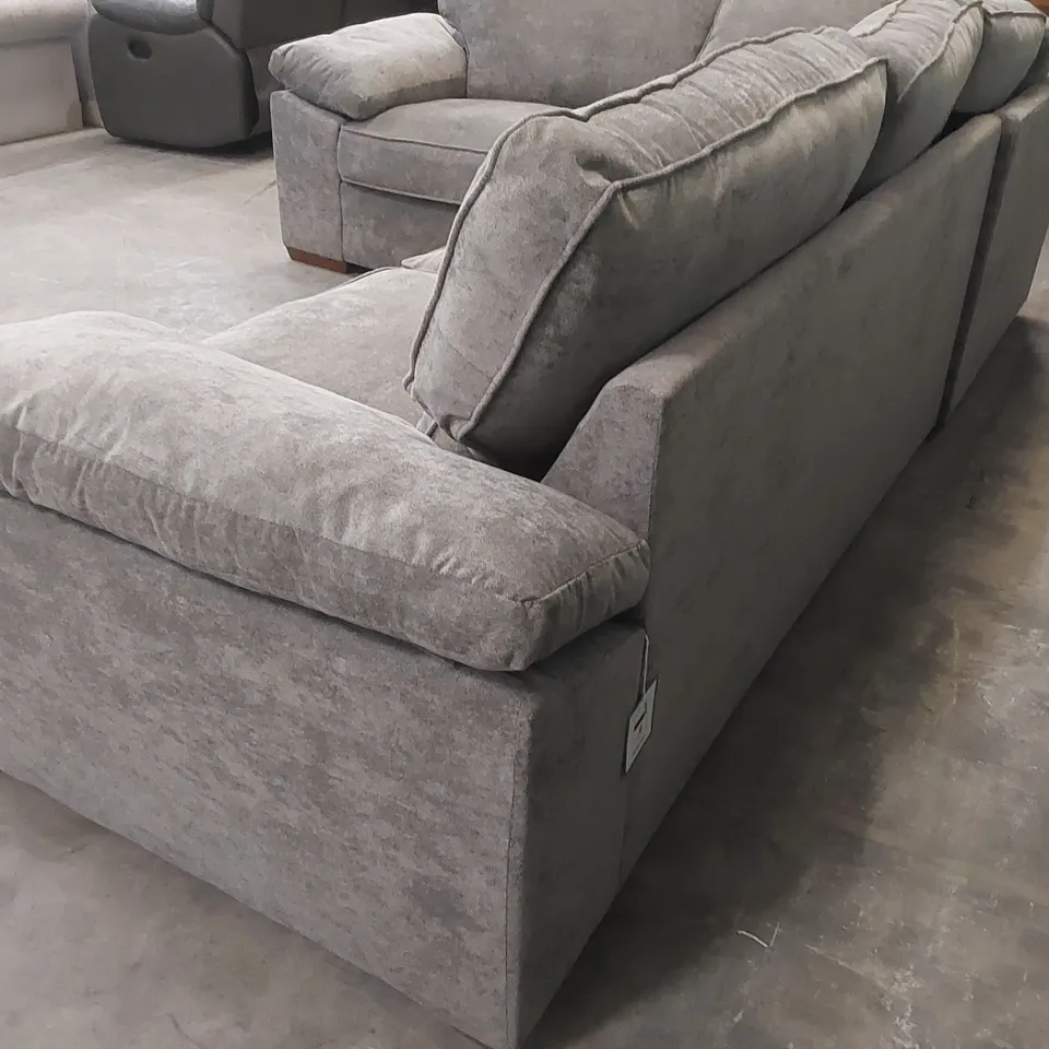 DESIGNER LARGE FABRIC UPHOLSTERED CORNER SOFA - GREY