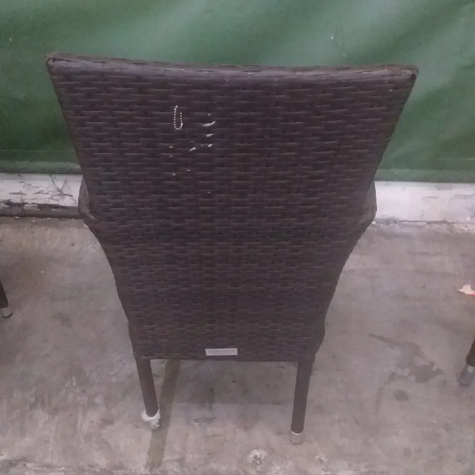 X4 RATTAN EFFECT GARDEN CHAIRS BROWN