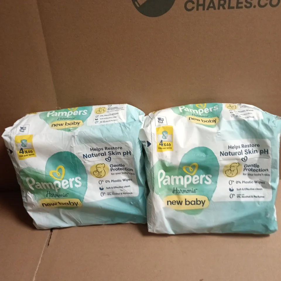 LOT OF 2 PACKS OF PAMPERS HARMONIE NEW BABY WIPES – 4 PACKS PER PACK