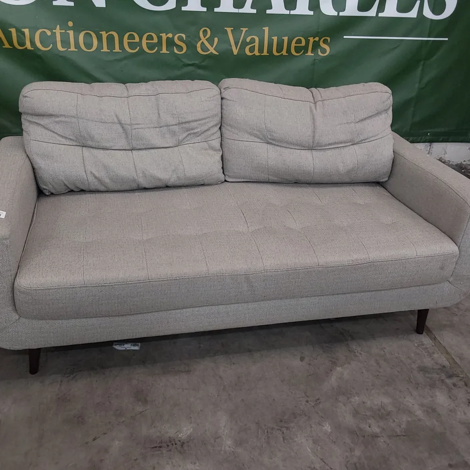 DESIGNER THREE SEATER SOFA LIGHT GREY FABRIC 