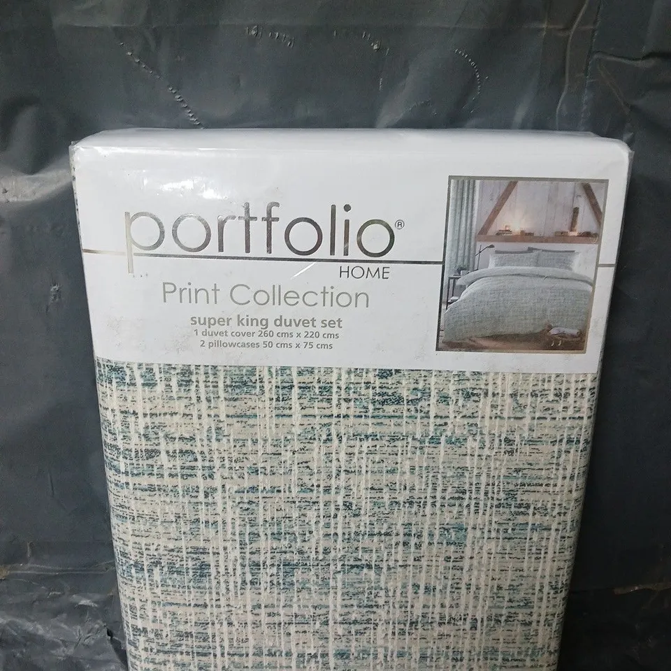 SEALED PORTFOLIO HOME PRINT COLLECTION MAINE SUPER KING DUVET SET IN GREEN