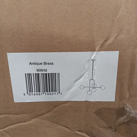 BOXED PENDANT LIGHT FIXTURE - ANTIQUE BRASS (1 BOX)