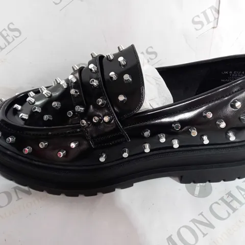 ASOS DESIGN MODIFIER STUDDED LOAFERS, BLACK - SIZE 8